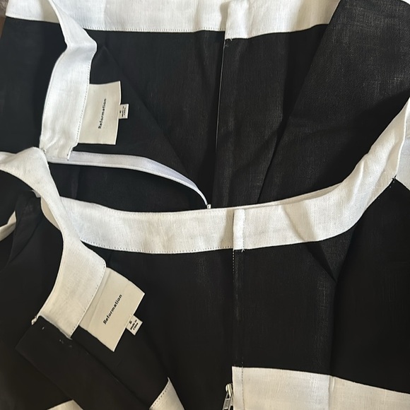 NEW Reformation Robbie Linen Two Piece in  Black & White - size 6 - Picture 10 of 11